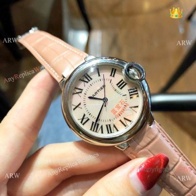 New Copy Ballon Bleu de Cartier SS Pink MOP Dial Watch 36mm